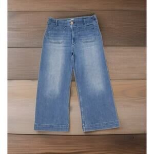 Anthropologie Maeve The Colette Wide Leg Cropped Stretch Denim Jeans Size 34